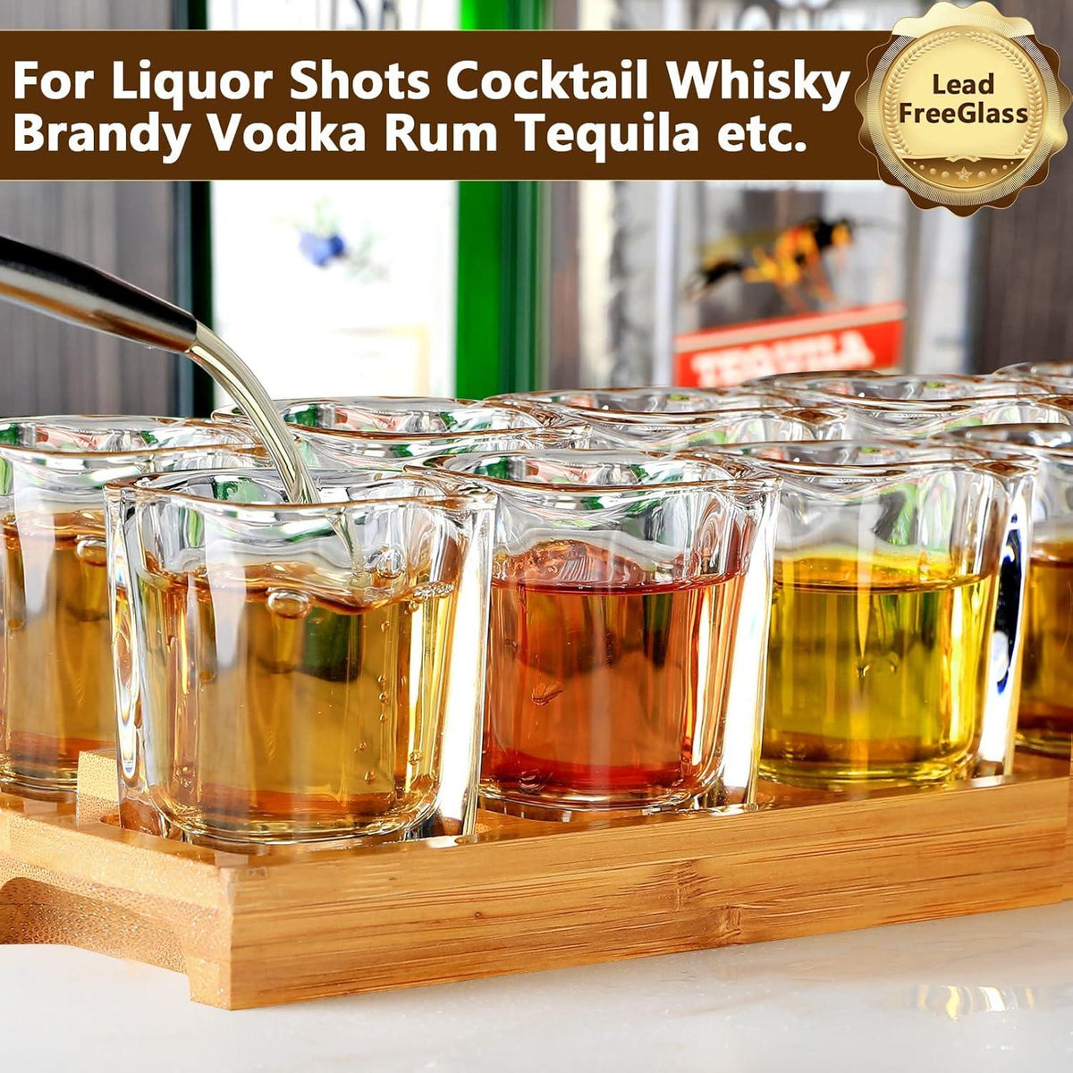 SuproBarware Schnapsglas Set 60ml 12er Cocktailhalter Organizer Kristallglas
