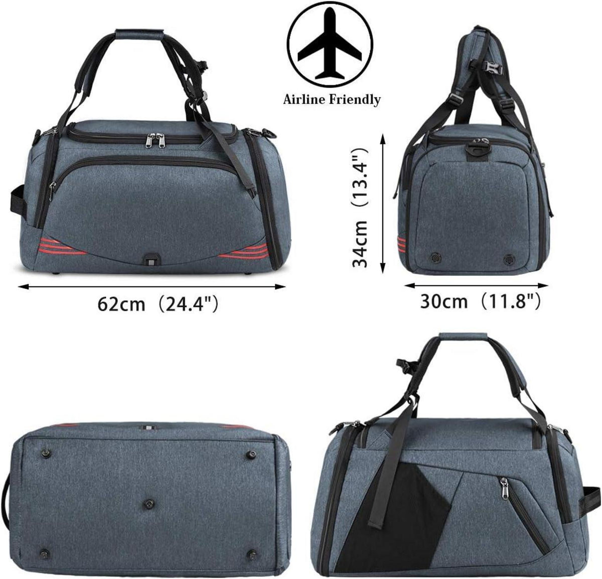 Sporttasche Reisetasche mit Schuhfach Groß 40L 65L Fitness Rucksack