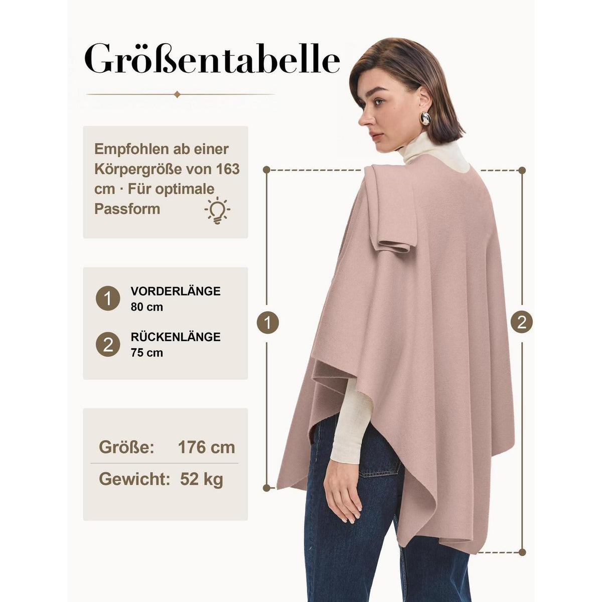 Damen Poncho Strick Cape Weich Einheitsgröße Rosa