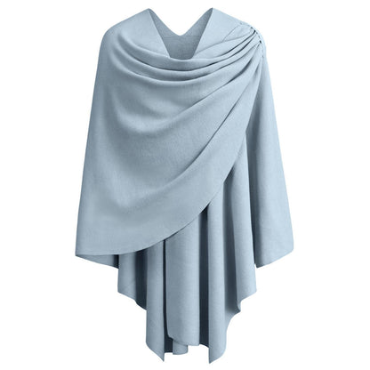 Damen Poncho Schal Strick Cape Blau – Weich & Vielseitig