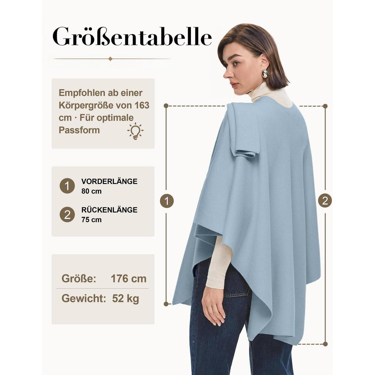 Damen Poncho Schal Strick Cape Blau – Weich & Vielseitig