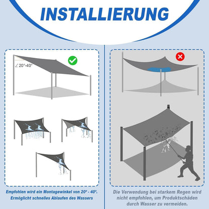 Wasserdichtes Sonnensegel 3x3m Anthrazit mit 95% UV-Schutz