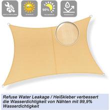 Wasserdichtes Sonnensegel 4x5m, Sandfarben, 95% UV-Schutz