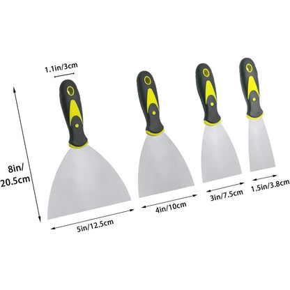 Tapetenschaber Set 4er Pack – Edelstahl Spachtel für Malerarbeiten