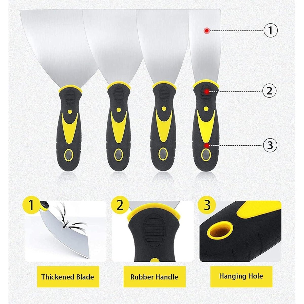 Tapetenschaber Set 4er Pack – Edelstahl Spachtel für Malerarbeiten