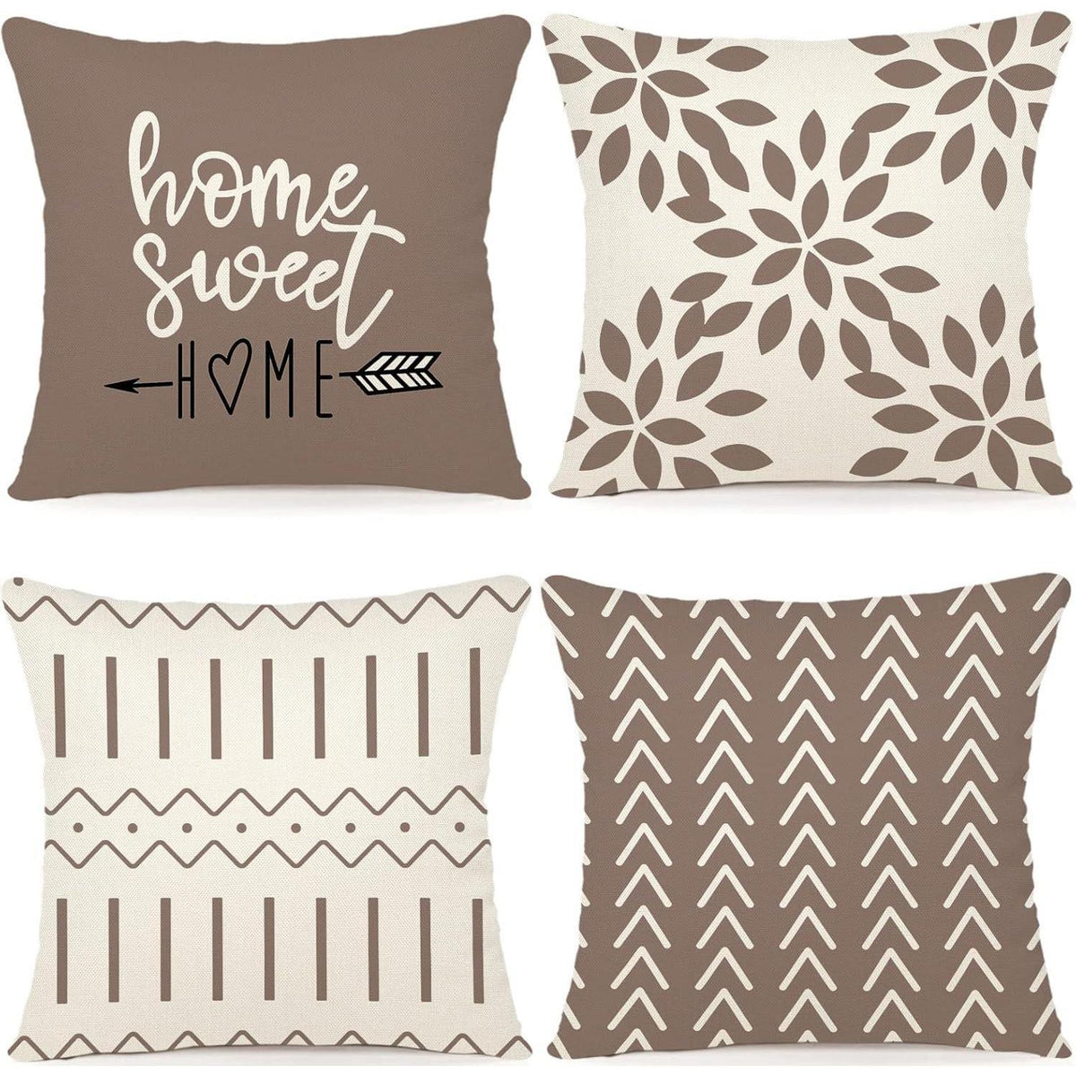 Moderner Leinen Kissenbezug 40x40 cm - Set (4 Stück) Khaki