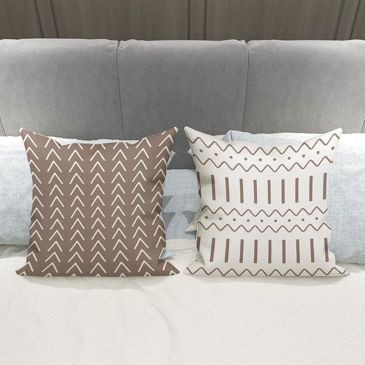 Moderner Leinen Kissenbezug 40x40 cm - Set (4 Stück) Khaki