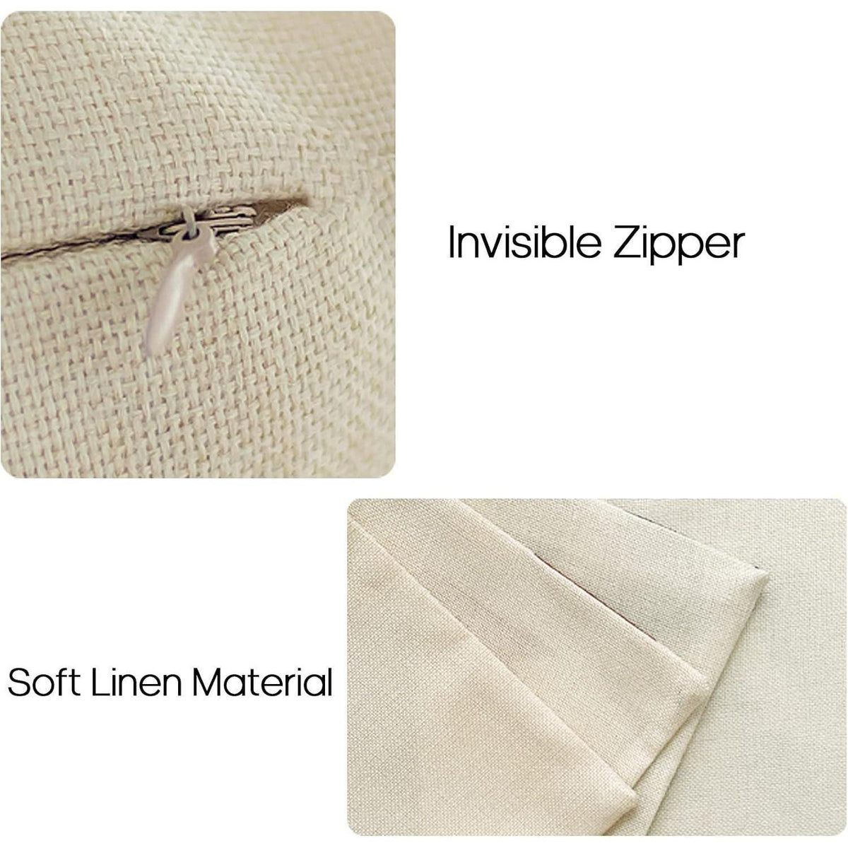 Moderner Leinen Kissenbezug 40x40 cm - Set (4 Stück) Khaki
