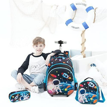 Mädchen Rollrucksack mit Rädern & Koffer Set für Grundschule