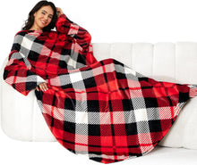 Kuscheldecke mit Ärmeln Flauschig Warm Weich Klettverschluss Sofadecke