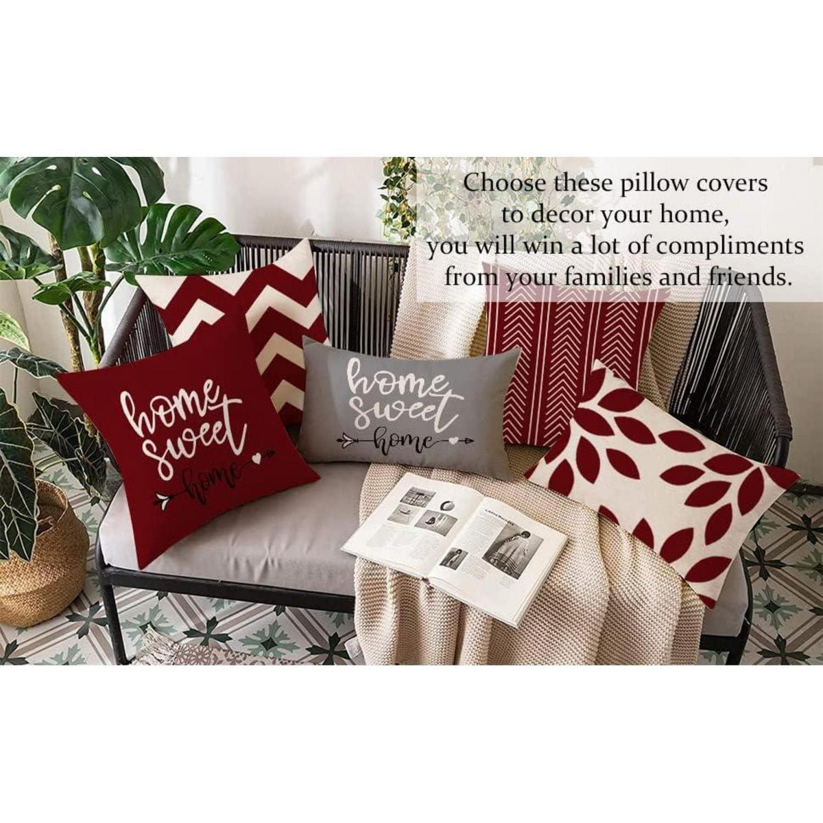 4er Set Kissenbezüge 50x50 Burgunderrot – Dekokissen für Wohnen & Garten