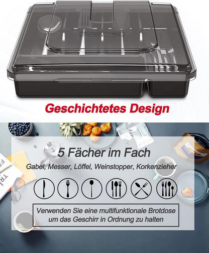Besteckbox mit Deckel für Camping Urlaub & Reisen, 30x30x7cm