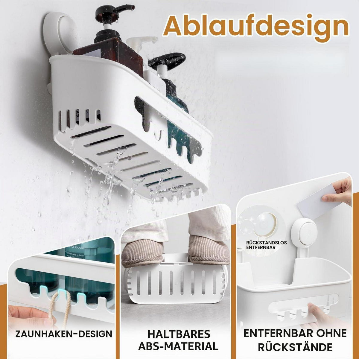 Duschablage ohne Bohren – 2 Etagen, Saugnapf, Ecke