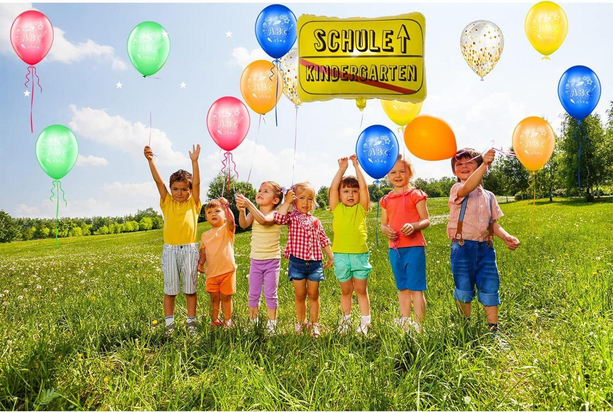Einschulung Deko Set Girlande Zuckertüten Banner Luftballon Konfetti