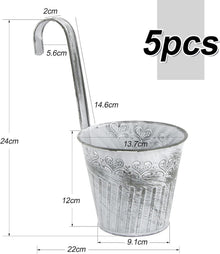 5er Set Balkon Hängetöpfe Metall Pflanztopf Kräuter