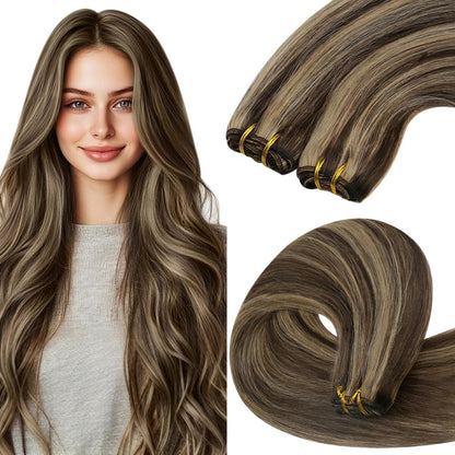 Echthaar Tressen Dunkelbraun 45cm – Remy Haarverlängerung