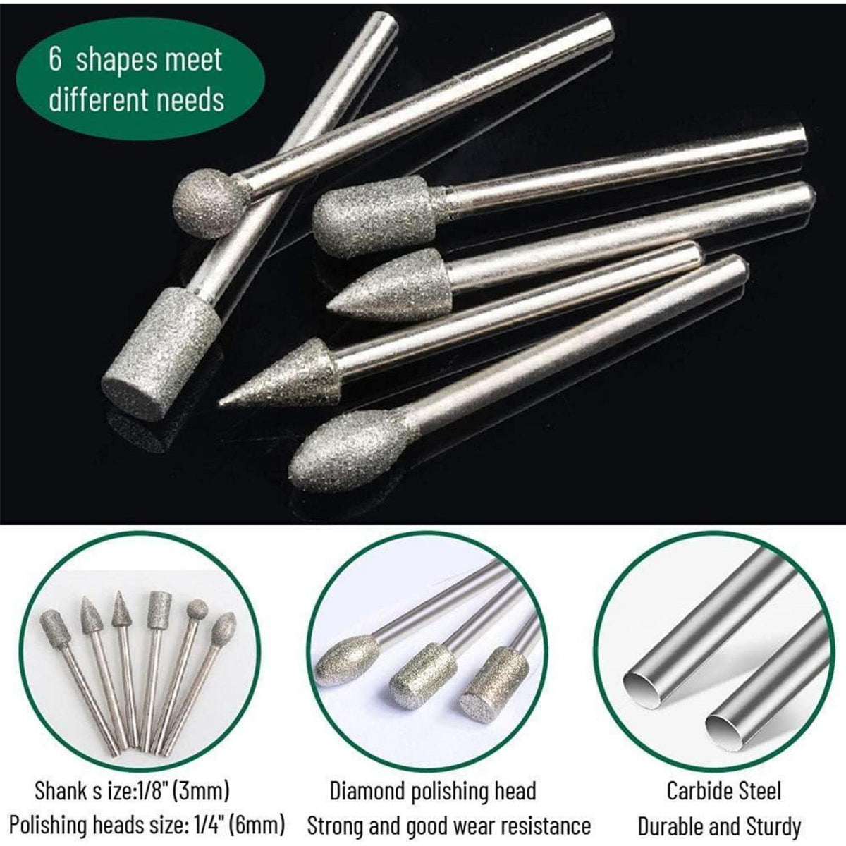 Diamant-Fräser-Set 20tlg. für Rotationswerkzeuge, Gravur & Polierarbeiten