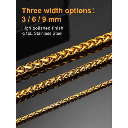 Edelstahl Weizenkette vergoldet 3mm 51cm