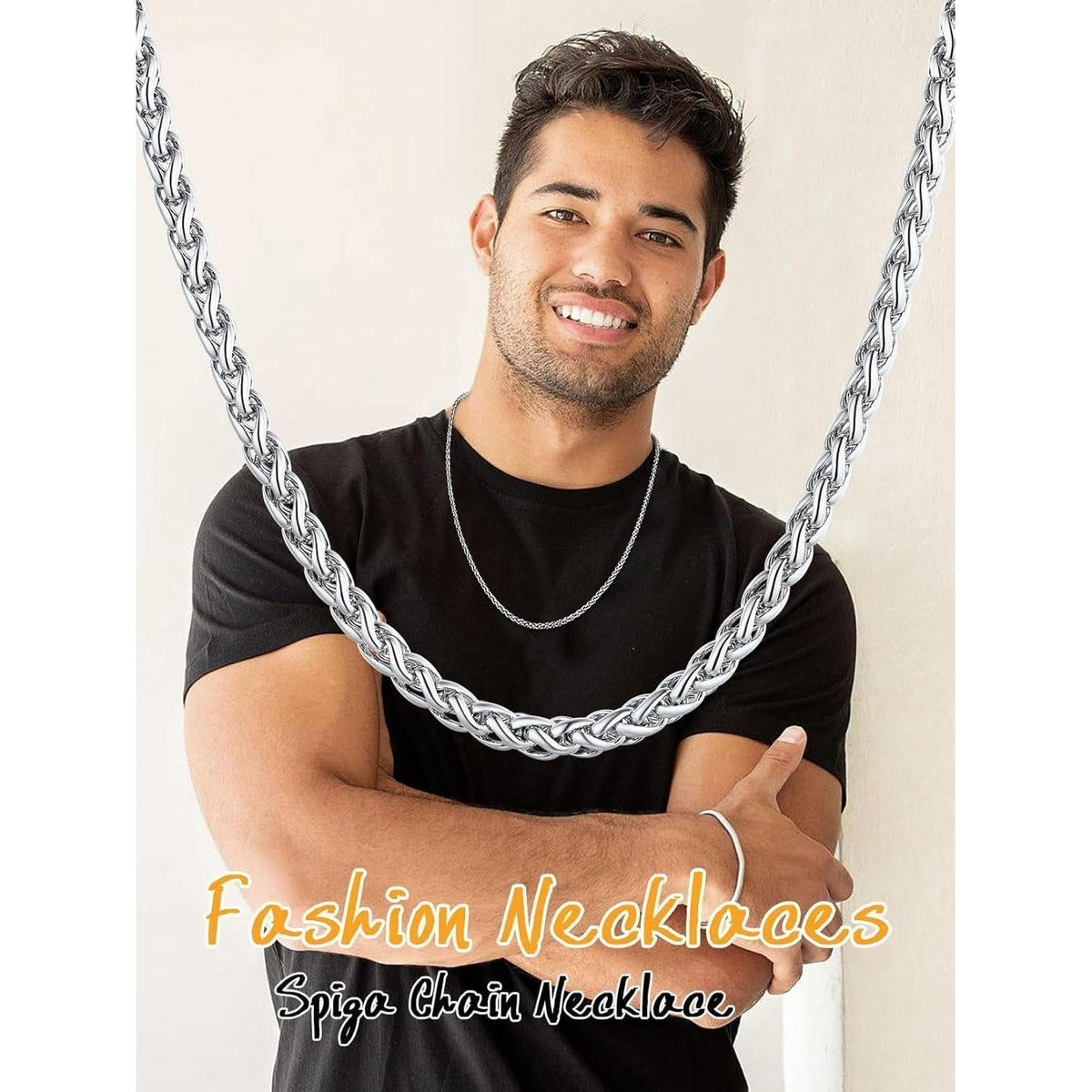 Edelstahl Weizenkette 3mm 51cm Silber für Damen Herren