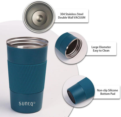 SUNTQ Kaffeebecher to go Thermo aus Edelstahl - 380ml Blau