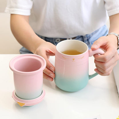 TEANAGOO Japanische Keramik Teetasse mit Sieb und Deckel, 460 ml