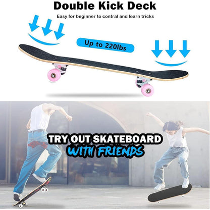 Komplettes Skateboard 31" Pink - 8 Lagen Ahorn, ABEC-11 Kugellager