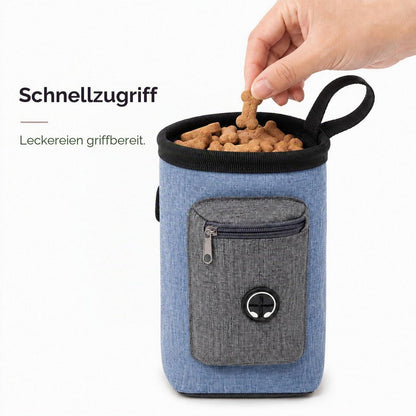 Hundeleckerli Tasche mit Kotbeutelspender – Blau