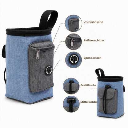 Hundeleckerli Tasche mit Kotbeutelspender – Blau
