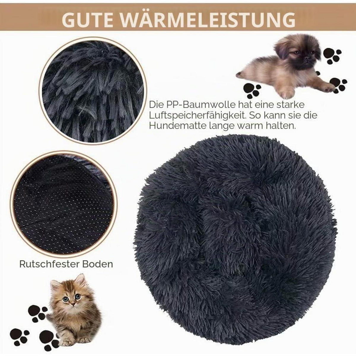 Flauschiges Hundebett Orthopädisch Grün Ø 100cm