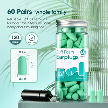 Schlaf-Ohrstöpsel 38 dB – 60 Paare, weich & wiederverwendbar