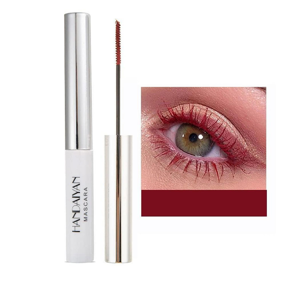 Farbige 4D Fasermascara - Dark Red für lange, dichte Wimpern