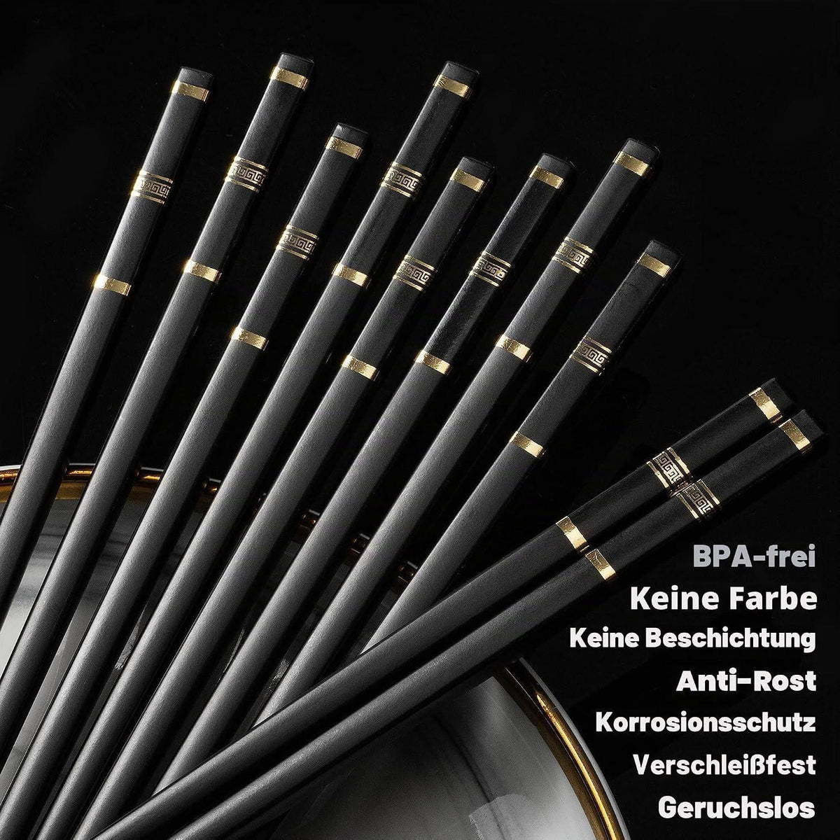 Wiederverwendbare Fiberglas Essstäbchen Set - 5 Paar, Spülmaschinenfest