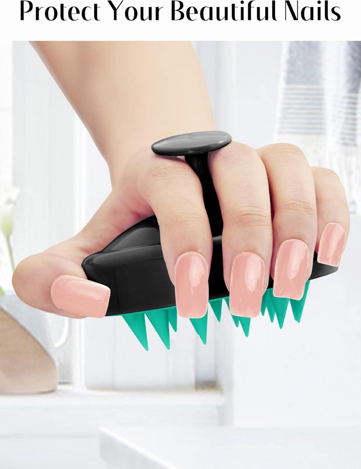 HEETA Kopfhaut Massagebürste für nasses und trockenes Haar - Sanfte Kopfmassage mit weichem Silikonkopf, Peeling und Entspannung - Türkis/Schwarz