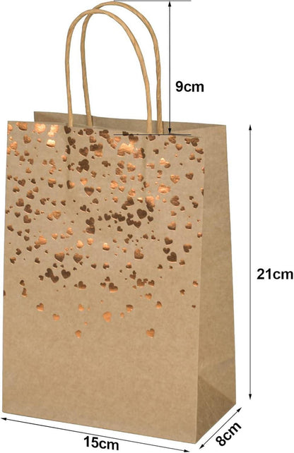 Mikihat 10 Stück Geschenktüten Kraftpapier Herz Verzierung