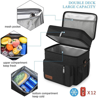 Doppelstöckige Kühltasche 15L – Auslaufsicher & Isoliert für Mittagspause