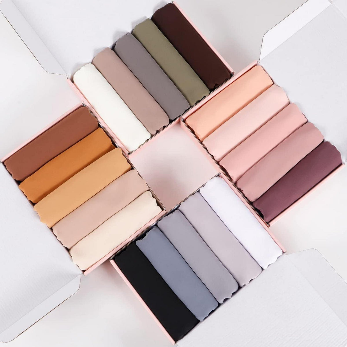 Muslimischer Chiffon Hijab Schal 4er Set mit Geschenkbox