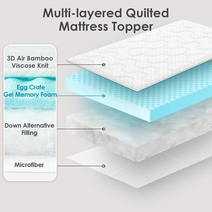 Gel Matratzentopper 150x200cm mit elastischer Umrandung