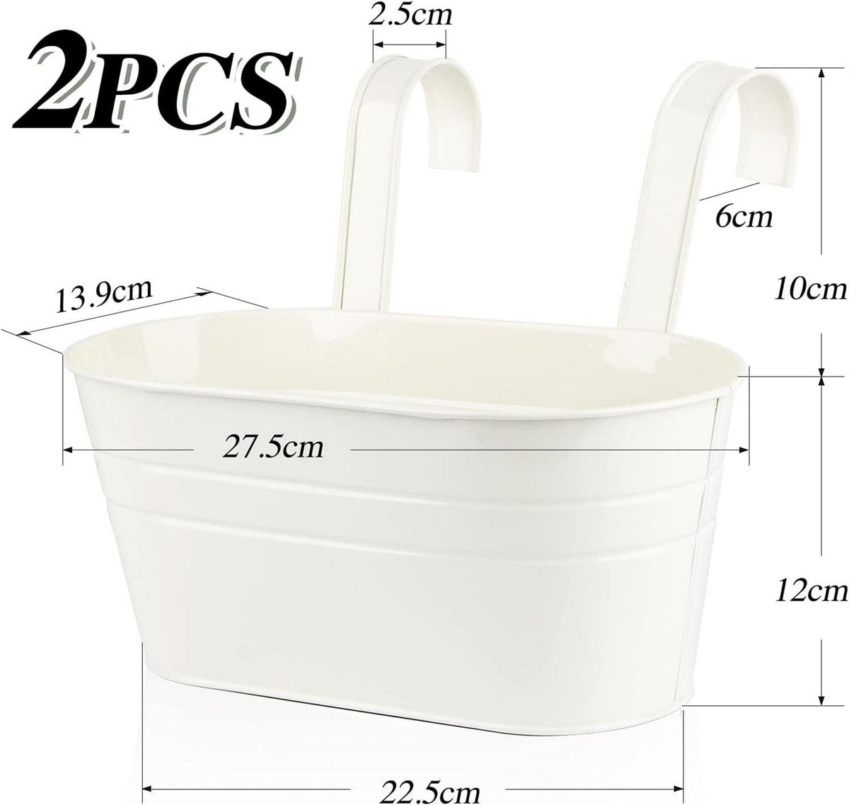 ABSDON 2er Set Hängender Metall Blumentopf mit Haken für