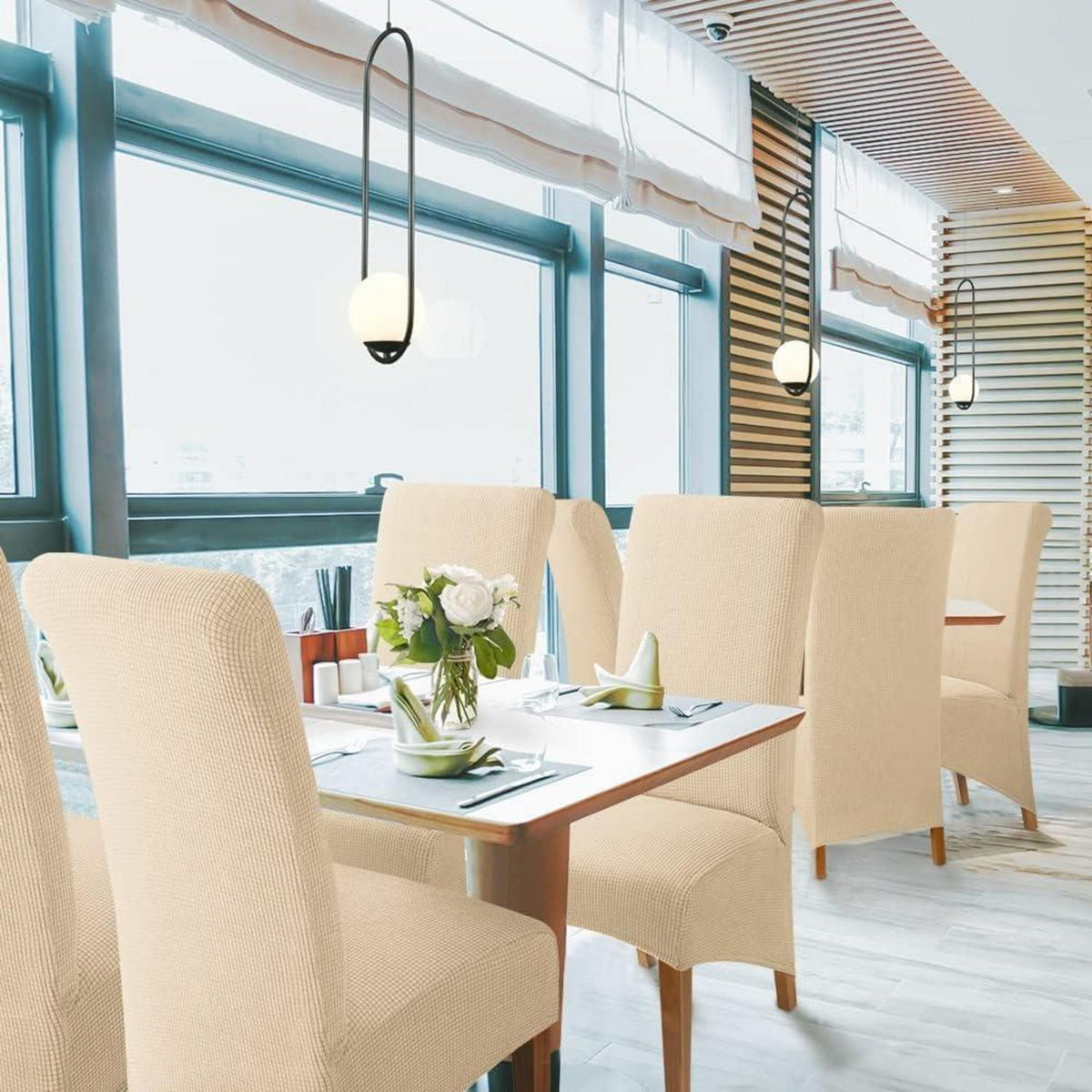 Stuhlhussen 2er-Set Stretchbezüge XL Beige