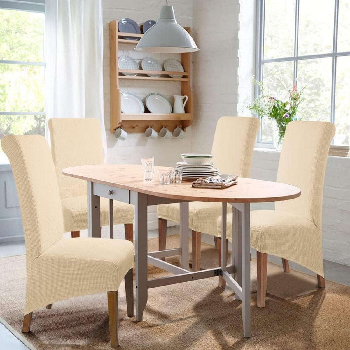 Stuhlhussen 2er-Set Stretchbezüge XL Beige