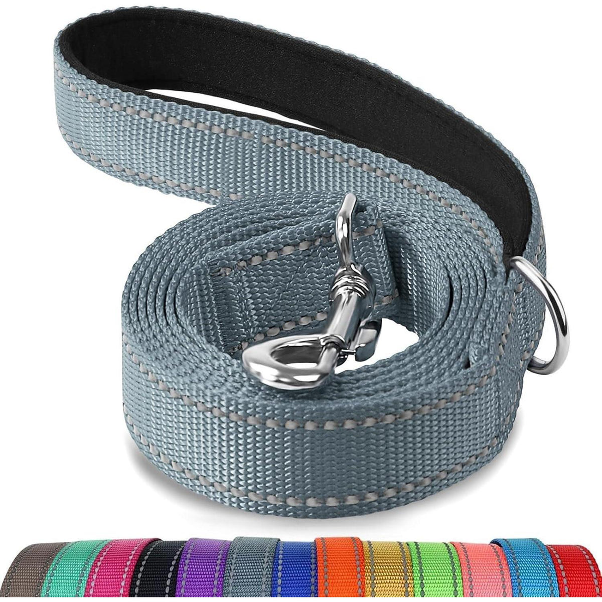 Hundeleine Reflektierend Gepolsterter Griff Grau 1,5m