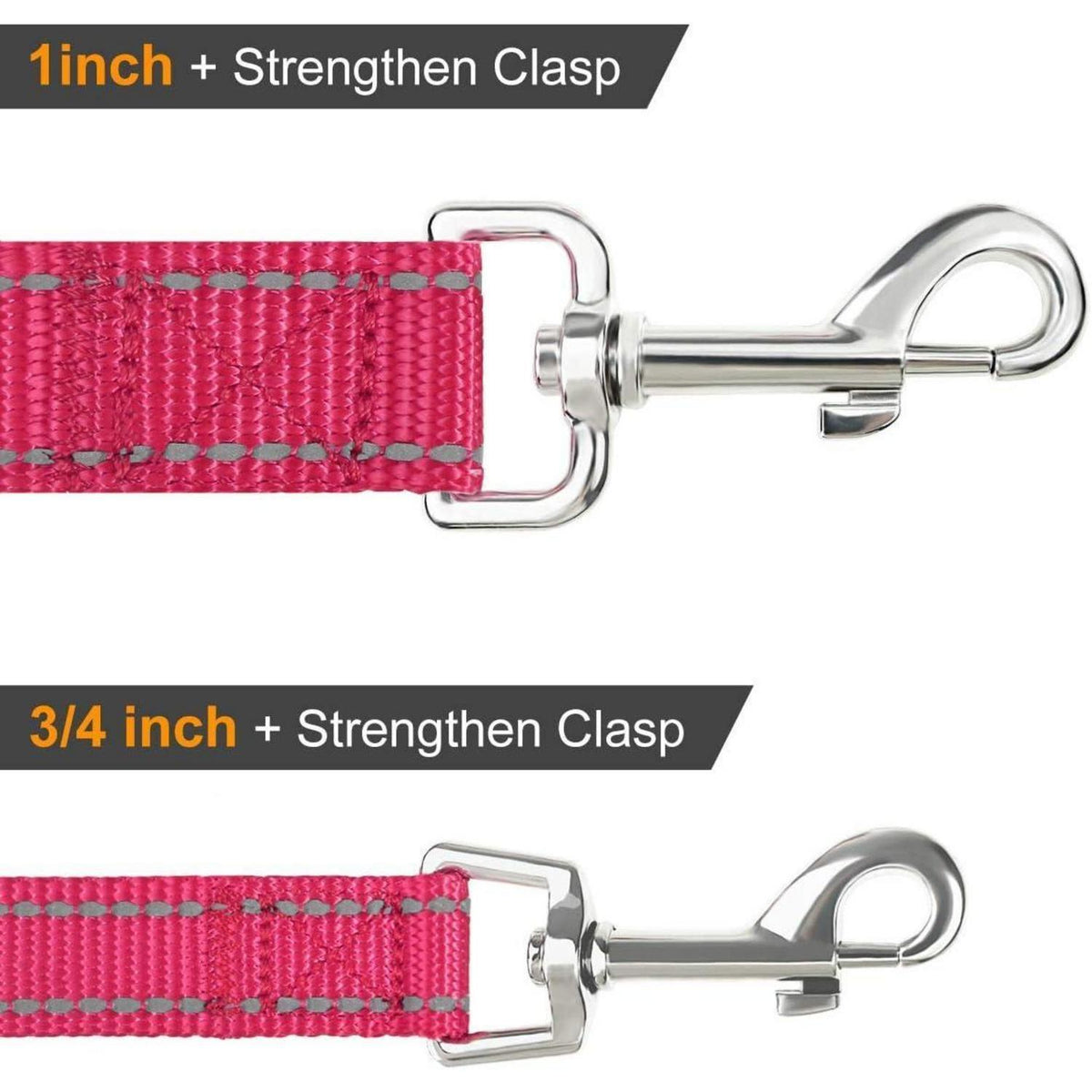 Hundeleine reflektierend, gepolsterter Griff, 1,5m, Hotpink