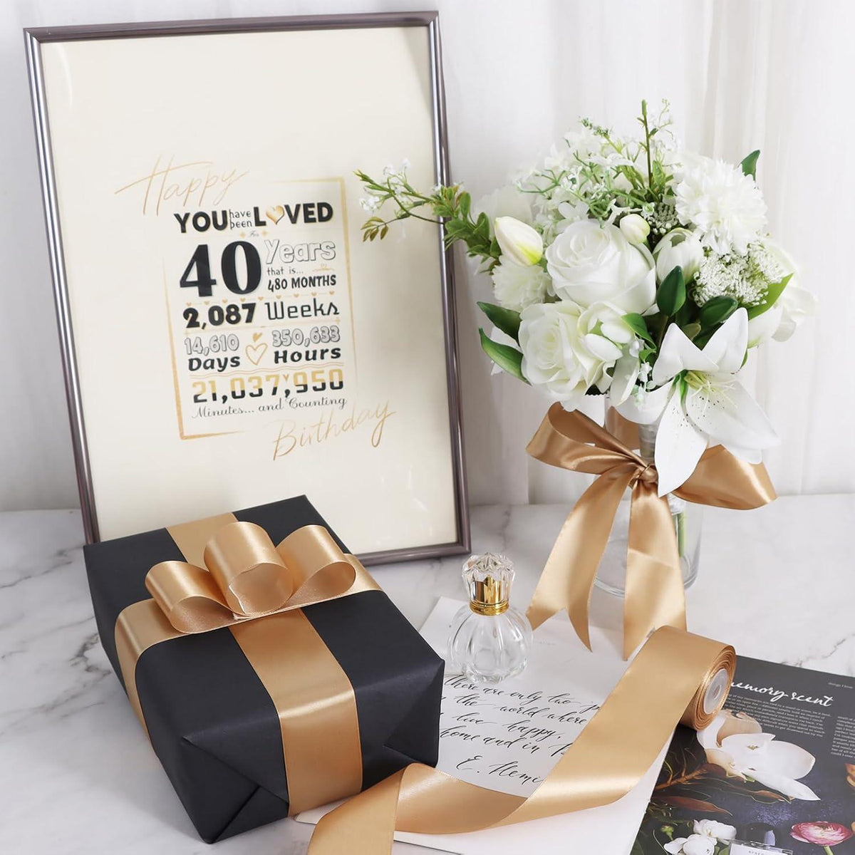Gold Satinband 4cm x 91m – Geschenkband für Party & Verpackung