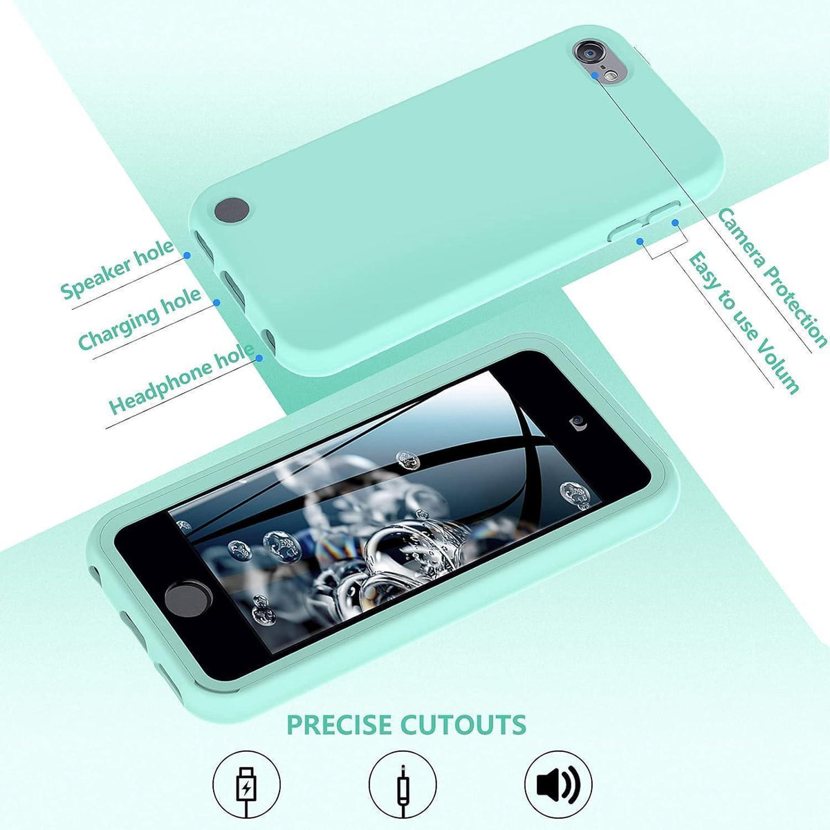 Schutzhülle iPod Touch 7/6/5 Grün, stoßfest, mit Displayschutz