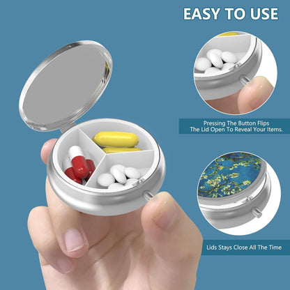 Pillendose 3 Fächer Medizin Tragbar für Tasche Dekoration Magnetisch 1 Stück