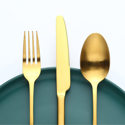 Besteckset Edelstahl Matt Gold für 6 Personen, 24-teilig