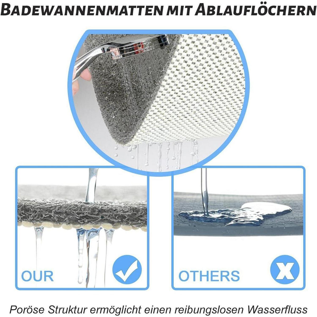 Rutschfeste Duschmatte 60x60cm – Schnelltrocknend & Hygienisch