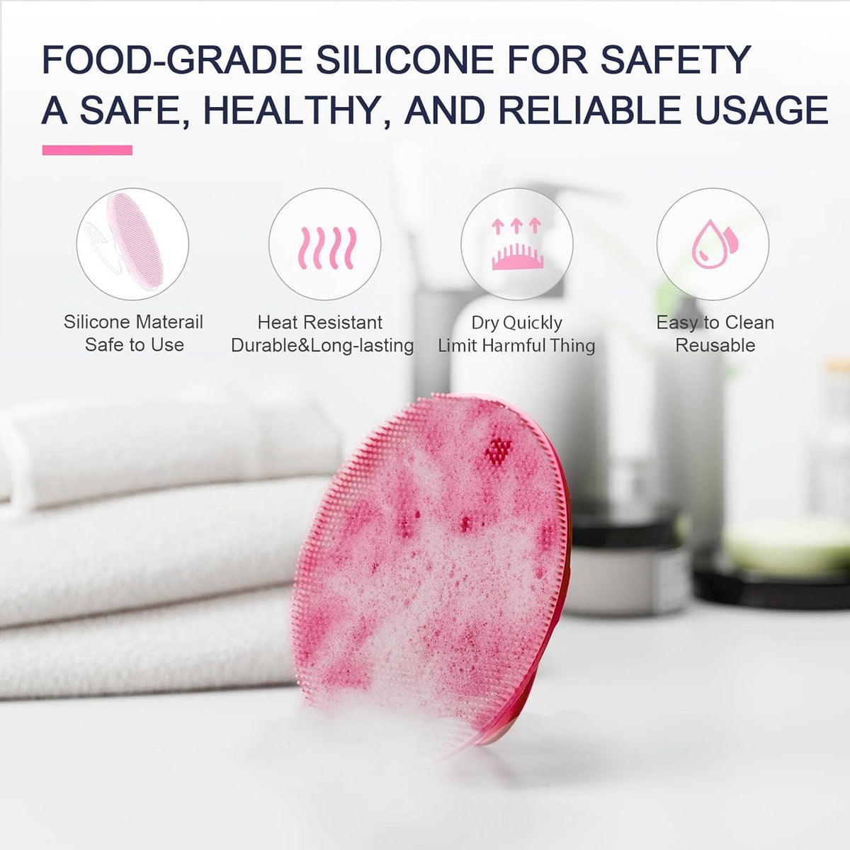 Silikon Körperbürste Bade Dusch Peeling Weiche Borsten Pink