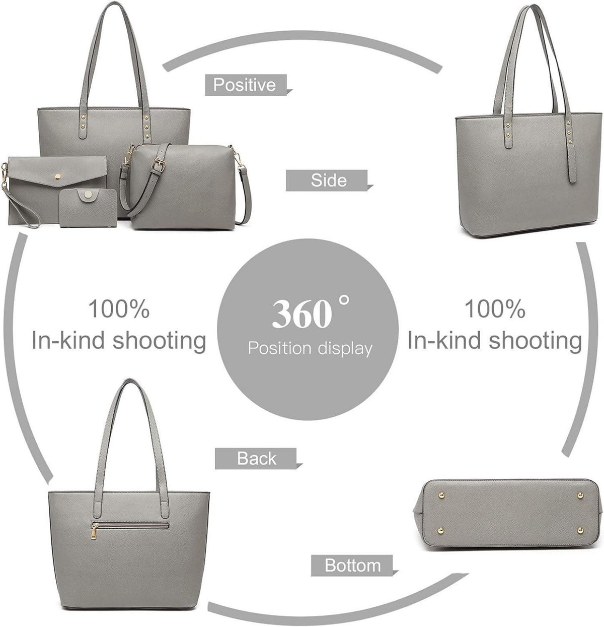 Damen Handtasche Umhängetasche Geldbörse 4tlg Set Schwarz Wildleder