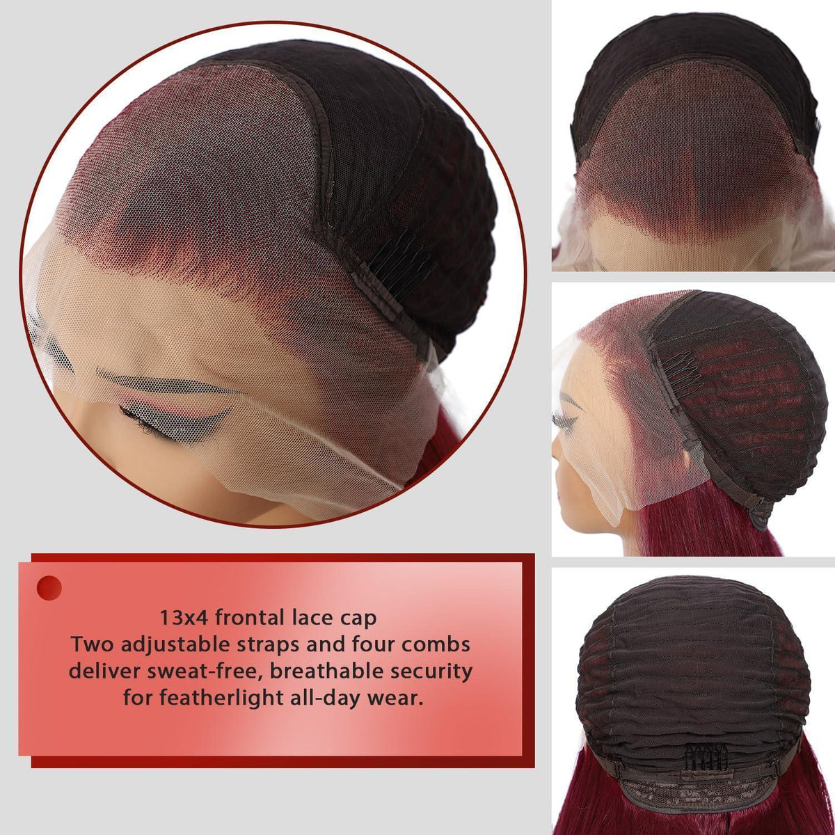 Rote Wellenperücke Lace Front Synthetisch 24 Zoll